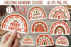 Printable Christmas stickers in PNG/ Christmas rainbow Product Image 1