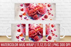 Valentines Day Hearts Mug Wrap|Mug Watercolor Design Product Image 1