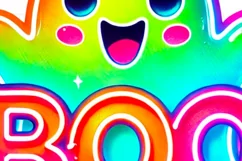 Neon Boo Ghost PNG, Digital Download for Crafts Product Image 5