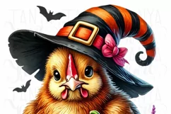 Funny Chicken Witch PNG | Halloween Chicken Lady Shirt Product Image 3
