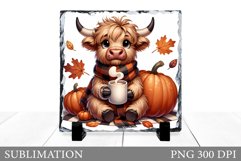 Cute Cow Sublimation. Fall Cow Slate Sublimation Product Image 1