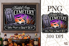Haunted Acres Cemetery Halloween Sign PNG Graphic Product Image 1