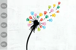 Dog mama SVG cut files/ dog mom svg design/ dandelion with p Product Image 1