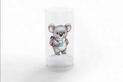 Cute Koala with Backpack Holding Books Watercolor PNG Product Image 3