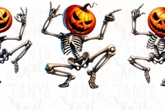 Spooky Season Dansing Skeletons & Pumpkin Head PNG Product Image 5
