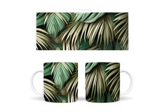 Palm Leaves Mug Design. Tropical Leaves Mug Sublimation Product Image 2