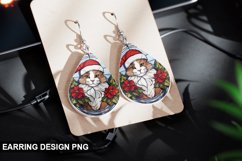 Stained Glass Christmas Cat Earring Design Product Image 1