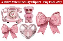 Retro Valentine Day Clipart PNG Product Image 1