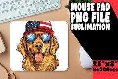 Sublimation Mouse Pad Dog with American Flag Product Image 1