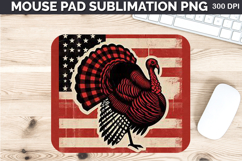 Watercolor Turkey Mouse Pad Sublimation - Thanksgiving PNG Product Image 1