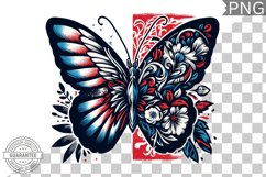4Th Of July Flora Butterfly - Sublimation 4th of July PNG Product Image 1