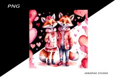 Valentine animal couple clipart, Valentine beaver png Product Image 1