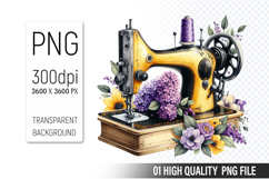 Vintage Sewing Machine Clipart PNG Bundle, High Quality PNG Product Image 11