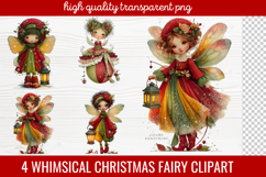 4 Whimsical Christmas Fairy Clipart | Cute Holiday Fairy PNG Product Image 1