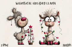 Whimsical Christmas Llama Clipart | Cute Holiday Llama PNG Product Image 1