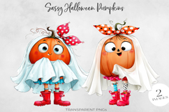 Sassy Halloween Pumpkin Clipart 2 PNGs Product Image 1