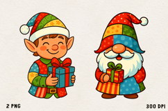 Patchwork Christmas Clipart | Cute Holiday PNG Product Image 1