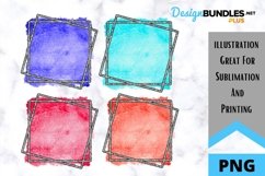 Blues and Reds Square Watercolor Sublimation Background Product Image 1