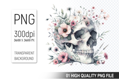 Cute Floral skull Clipart PNG, Valentine&#039;s Day Animal PNG Fi Product Image 1