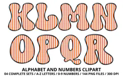 Stripes Alphabet Letters & Numbers Clipart PNG 300DI Product Image 3