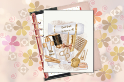 White &amp; Gold Hair Salon Sublimation PNG Beauty Tools Design Product Image 5