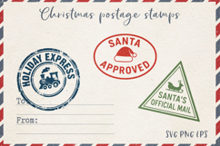 Vintage Christmas Postage Stamps | Retro Mail Labels SVG PNG Product Image 1