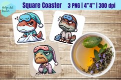 Grumpy animals Square Coasters Sublimation Product Image 1
