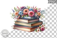 Books Flowers Sublimation- Clipart PNG Design Product Image 1