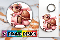 Cheerful Round Keychain PNG, Turtle Product Image 1