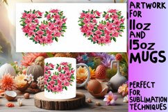 Spring Flower Heart Sublimation Mug Wrap Art Product Image 1