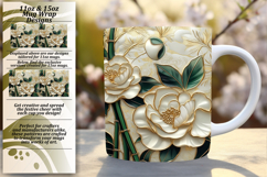 Chic 11oz Mug Wrap Png Template , 3D Flower Product Image 1