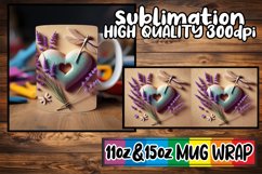 Enchanted reflections 11oz 15oz sublimation wrap, 3D Heart Product Image 1