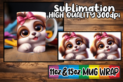 Happy dreams 11oz 15oz sublimation wrap, 3D Dog Product Image 1