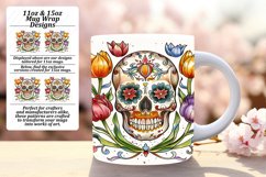 Watercolor Flower Skull Mug Prints PNG Product Image 1