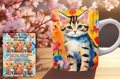 Vibrant Kitty in Flowers Mug Wrap Art Product Image 1