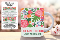 Floral 15oz Mug Wrap Png Design , Flower Quote Product Image 1