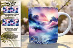 Stunning 15oz Mug Wrap Png Template , Watercolor Patter Product Image 1