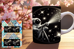 Stylish 11oz Mug Wrap Png Template , Astronaut Product Image 1