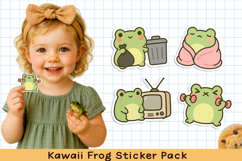Cute kawaii frog printable stickers. PNG. Product Image 5