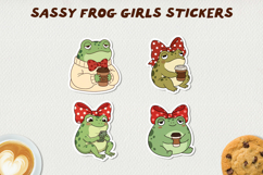 Sassy Frog Girls Stickers PNG Cute Kawaii Frog Clipart Product Image 1