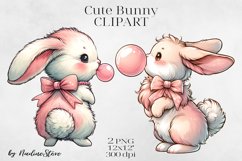 Cute Baby Bunny Clipart PNG. Product Image 1