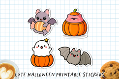 Cute Halloween Ghost Stickers | Printable Kawaii Spooky PNG Product Image 5