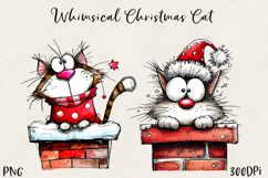 Cute Christmas Cat PNG | Whimsical Holiday Kitty Clipart Product Image 1