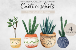 Cacti and Plants in Pots PNG Clipart. Product Image 1