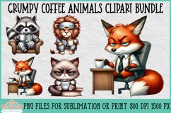 Grumpy Coffee Animals | Sublimation Clipart Product Image 1