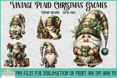 Vintage Plaid Christmas Gnomes | Christmas Clipart Product Image 1