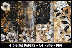 4 Vintage Digital Papers I Junk Journal Page Product Image 1