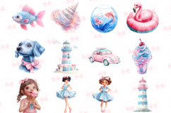 Pastel Beach Elements Clipart, Set Of 43 Png Bundle Product Image 2