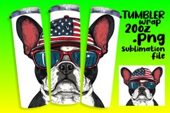 Sublimation Tumbler Wrap Dog with American Flag Product Image 1