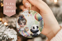Birthday Party Girl and Panda Ornament PNG Product Image 1